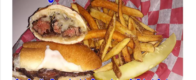Angus shell steak sandwich on garlic bread