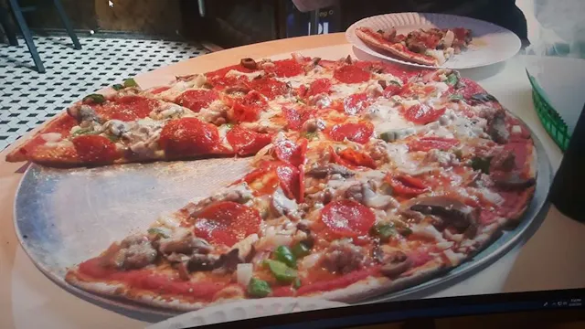 The Works pizza loaded with toppings