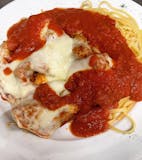 Eggplant Rollatini over Spaghetti