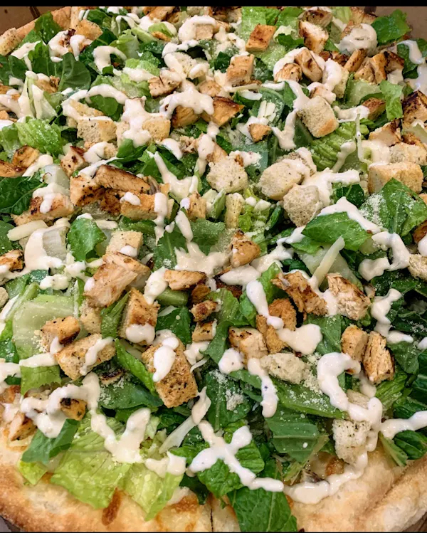 Grilled Chicken Caesar Salad Pizza