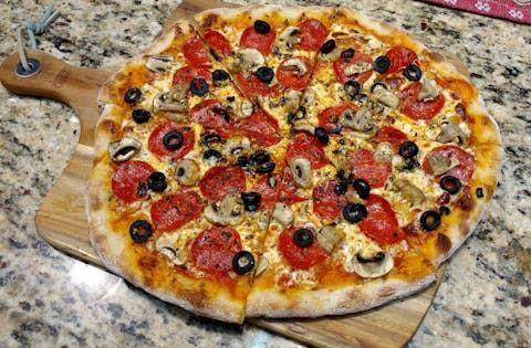 Sicilian Pizza with Black Olives and Mushrooms Recipe