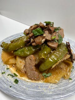 Long Hot Peppers and Sausage and Potatoes