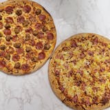 Two Medium Pizzas with two toppings