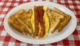 Two French Toast, Two Eggs, Two Slices Bacon Breakfast