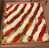 MAMA “Z” PESTO MOZZARELLA ROASTED RED PEPPERS (best vegetarian pizza in the town)