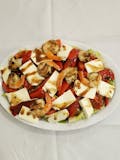 Fresh Mozzarella Tomatoes, Roasted Peppers & Grilled Shrimp Salad