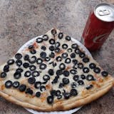 Two Black Olives Pizza Slices & 1 Drink Special