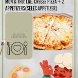 9. Large Cheese Pizza & 2 Appetizers Pick Up Special