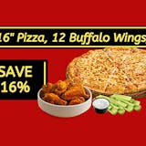 Large 16" Plain Cheese Pizza & 12 Buffalo Wings Special
