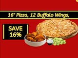 Large 16" Plain Cheese Pizza & 12 Buffalo Wings Special