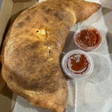 Mushrooms, Roasted Peppers & Onions Calzone