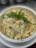 Fettuccine Alfredo with chicken and broccoli