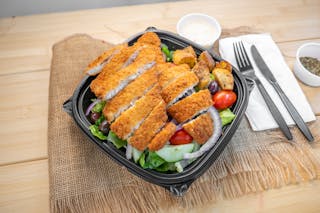 House Garden Salad with Fried Flounder