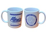 Mike's Themed 11oz Ceramic Coffee Mug - White & Blue