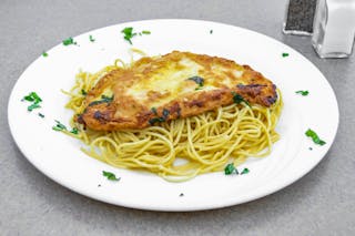 Chicken Francese over Pasta Lunch