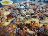 Fried baloney pizza