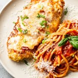 Baked Chicken Parmesan with Spaghetti
