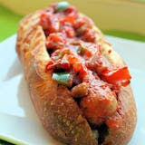 Grilled Sausage with Peppers & Onions Sandwich