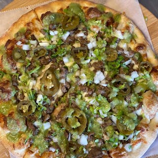 Carne asada pizza