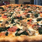 Supreme Pizza- Sausage, Pepperoni, Spinach, Mushrooms
