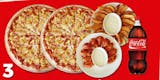#3 Family Pack Special 2 Large pizzas, 2 toppings each, 14 wings, 1lb potato wedges, & 2 liter soda