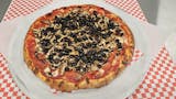 Pepperoni, Mushroom and Olives Pizza