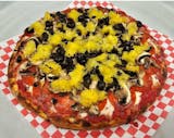 Pepperoni, Mushroom, Olives and Pineapple Pizza