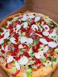 Salad Pizza with Roasted Peppers & Fresh Mozzarella