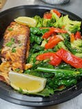4. Salmon  Special over broccoli & spinach & roasted red pepper