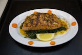 Grilled Salmon over Spinach