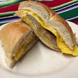 FRIED EGG & CHEESE SANDWICH WITH SAUSAGE BREAKFAST