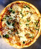 White Pie with Chicken & Broccoli Pizza