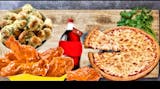 EVERY OCCASION COMBO#1- 1 LARGE  CHEESE PIE, 6 PCS BAFFALO WINGS, 6 GARLIC KNOTS & 2 LITER SODA.