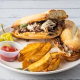 Philly Cheese Steak Sandwich with Wedges