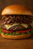 Swiss, Grilled Onions & Mushroom Burger