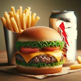 Cheeseburger with French Fries & Can Soda