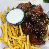 Vegan House of Chick'n Boneless Wings and French Fries