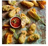 Battered Zucchini Blossoms, made with Mascarpone Cheese