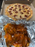 Medium One Topping Pizza, 8 Wings, 2 Dressing & Half Gallon Tea Special