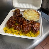 BBQ Chicken Wings Over Rice