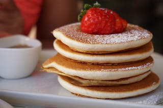 Three Golden Brown Pancakes Breakfast