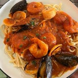 Red seafood pasta