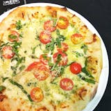 Five Cheese Pesto Tomato Pizza