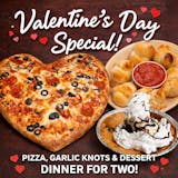 Love at First Slice (Heart-Shaped Pizza, SM Garlic Knots, Cookie Pie, Pint Ice Cream)