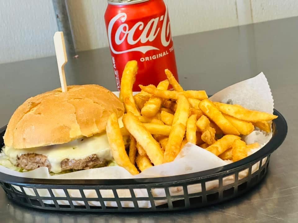 California Cheese Burger with French Fries & Can Soda Special
