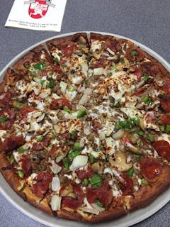 Sicilian Style Thin Crust Supreme Pizza
