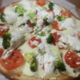White Broccoli Tomato Garlic Pizza