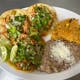 Chicken Tacos(3) with Rice & Refried Beans