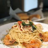 Shrimp Scampi Over Linguini