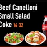 Beef Canelloni, Small Salad & 16 oz. Coke Lunch